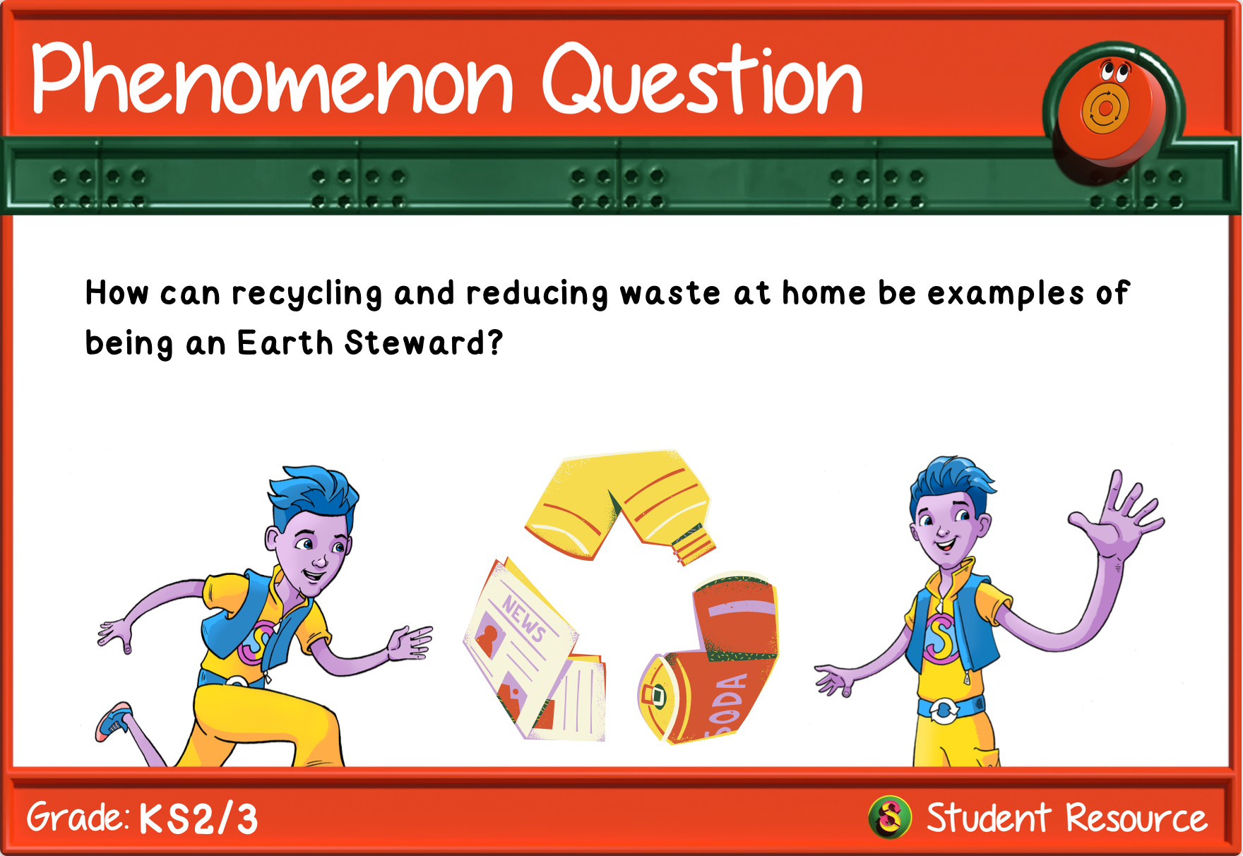 A screengrab od a document that discusses how recycling and reducing waste can be examples of being an earth steward.