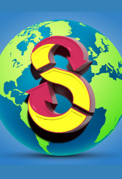 Globe with logo